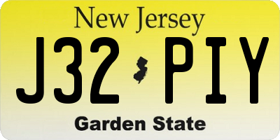 NJ license plate J32PIY