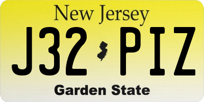 NJ license plate J32PIZ