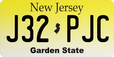 NJ license plate J32PJC