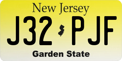 NJ license plate J32PJF