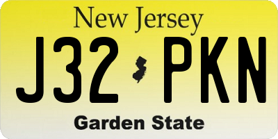 NJ license plate J32PKN