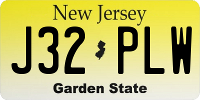 NJ license plate J32PLW