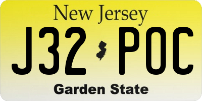 NJ license plate J32POC