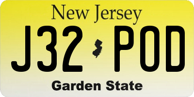 NJ license plate J32POD