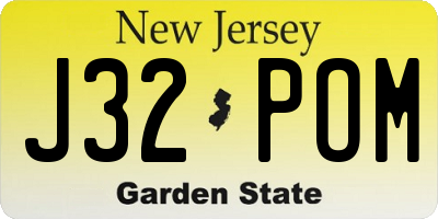 NJ license plate J32POM