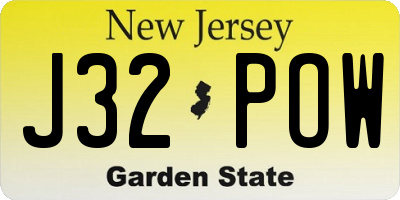 NJ license plate J32POW