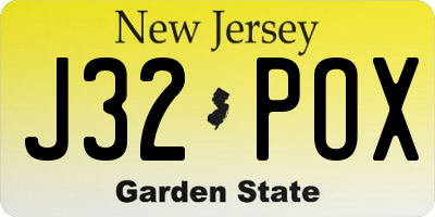 NJ license plate J32POX