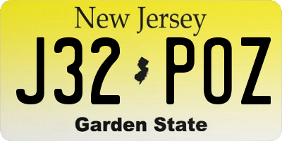 NJ license plate J32POZ