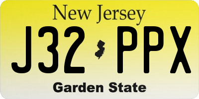 NJ license plate J32PPX