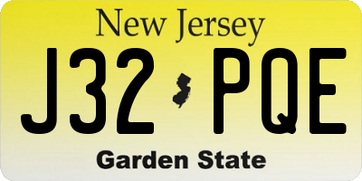 NJ license plate J32PQE