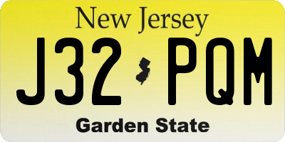 NJ license plate J32PQM