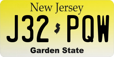 NJ license plate J32PQW