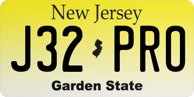 NJ license plate J32PRO