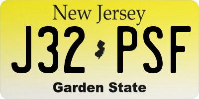 NJ license plate J32PSF