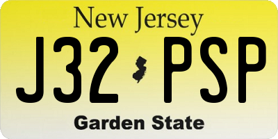NJ license plate J32PSP