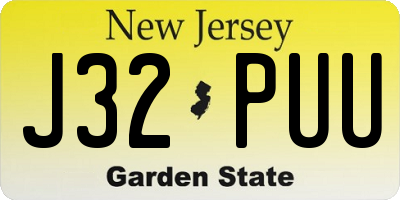 NJ license plate J32PUU