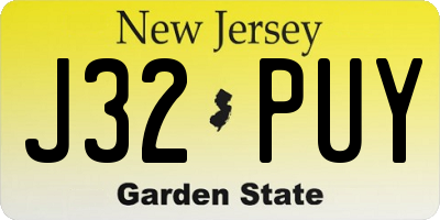 NJ license plate J32PUY