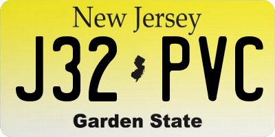 NJ license plate J32PVC