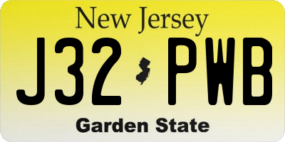 NJ license plate J32PWB