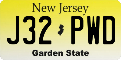 NJ license plate J32PWD