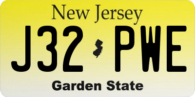 NJ license plate J32PWE