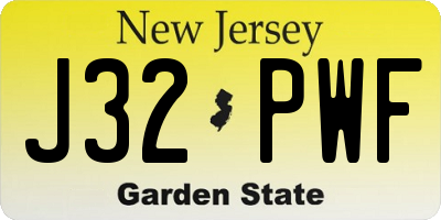 NJ license plate J32PWF