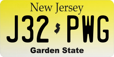 NJ license plate J32PWG