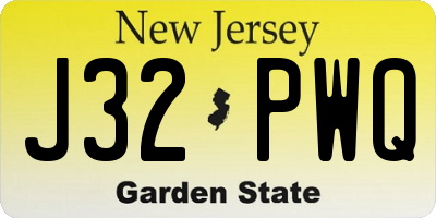 NJ license plate J32PWQ