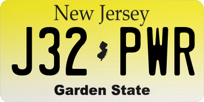 NJ license plate J32PWR