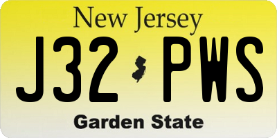 NJ license plate J32PWS