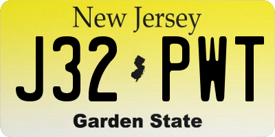 NJ license plate J32PWT