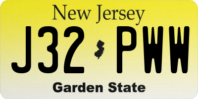 NJ license plate J32PWW