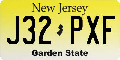 NJ license plate J32PXF