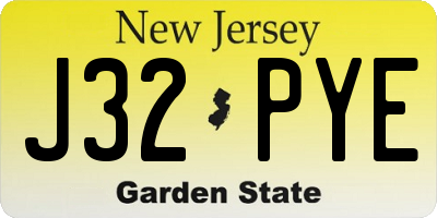 NJ license plate J32PYE