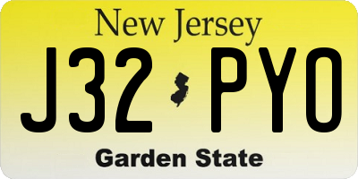 NJ license plate J32PYO