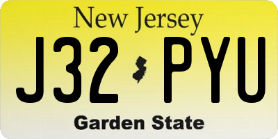 NJ license plate J32PYU