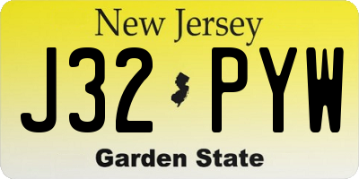 NJ license plate J32PYW