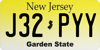 NJ license plate J32PYY