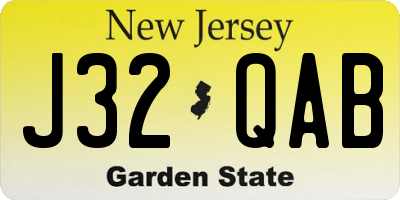 NJ license plate J32QAB