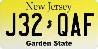 NJ license plate J32QAF