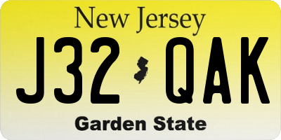 NJ license plate J32QAK