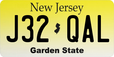 NJ license plate J32QAL