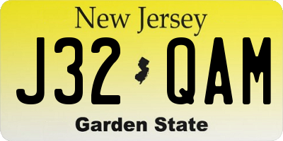NJ license plate J32QAM