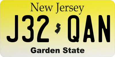 NJ license plate J32QAN