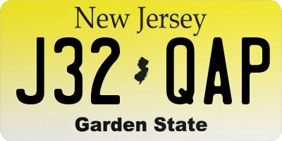 NJ license plate J32QAP