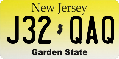 NJ license plate J32QAQ