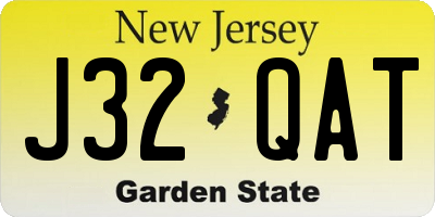 NJ license plate J32QAT
