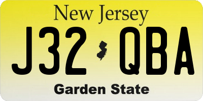 NJ license plate J32QBA