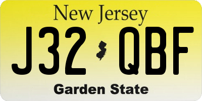 NJ license plate J32QBF