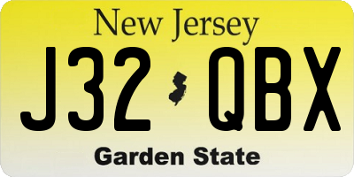 NJ license plate J32QBX